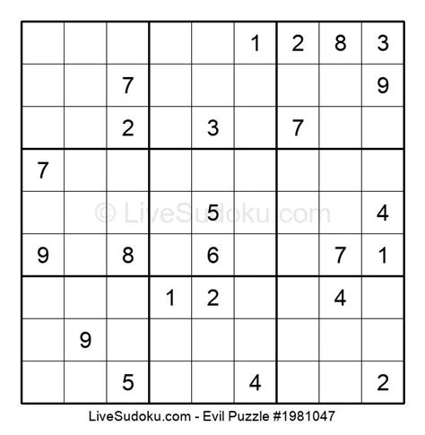 Evil Sudoku Online #1981047 - Live Sudoku