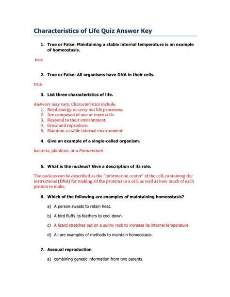 Characteristics Of Life Worksheet – Owhentheyanks.com