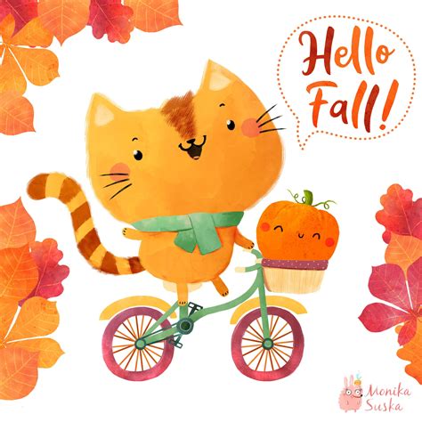 Fall Cats Clipart autumn clipart Cat clipart watercolor | Etsy