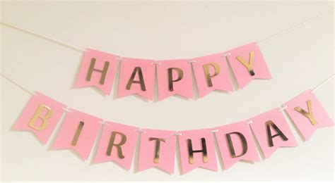 Pink Gold Happy Birthday Banner Girl Birthday Banner Pink - Etsy