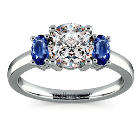 Oval Sapphire Gemstone Engagement Ring in Palladium