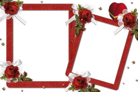 Double Romantic Transparent Photo Frame with Roses | Free Frames