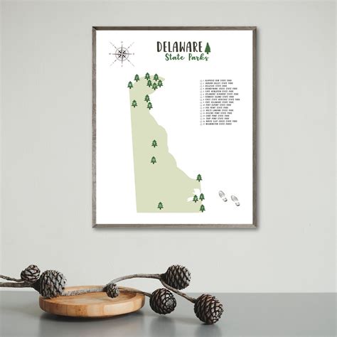 Delaware State Parks Map | Gift For Hiker | Delaware Map – Nomadic Spices