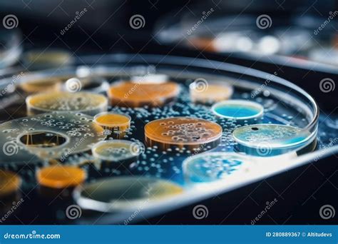 Petri Dish with Microbe Growing on Agar Plate in Science Lab Stock ...