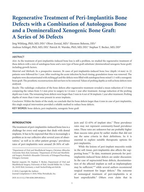 (PDF) Regenerative Treatment of Peri-Implantitis Bone Defects with a ...