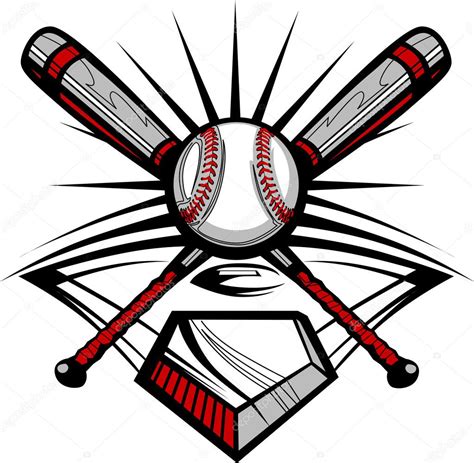 Baseball or Softball Crossed Bats with Ball Vector Image Template ⬇ Vector Image by © chromaco ...