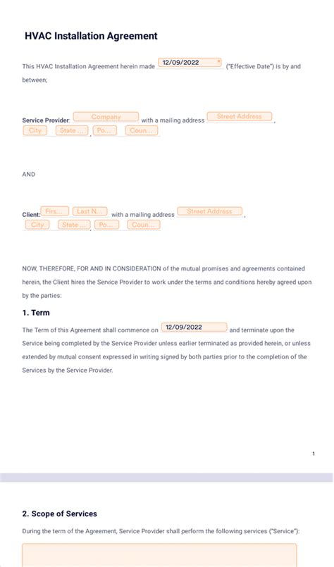 Hvac Installation Contract Template