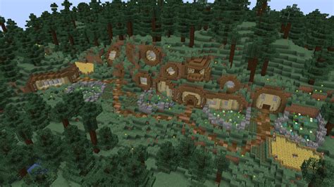 I made a hobbit hole town inspired by Grian's Hermitcraft starter base ...