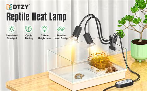 Amazon.com: Reptile Heat Lamp, Dual-Head UVA/B Reptile Light with Cycle Timer, Basking Light for ...