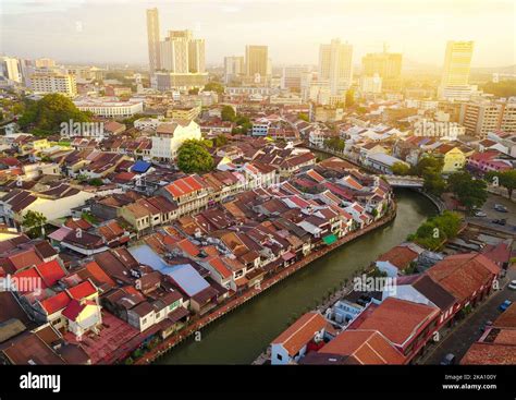 Aerial view of Malacca city during sunrise Stock Photo - Alamy