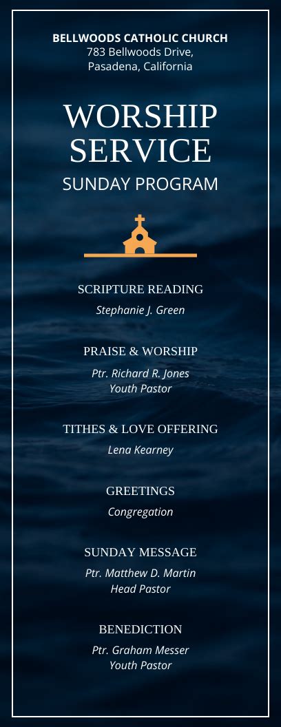 Catholic Church Worship Service Event Program Template - Venngage