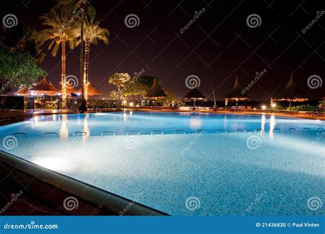 Hotel Swimming Pool at Night Stock Photo - Image of leisure, black: 21436830