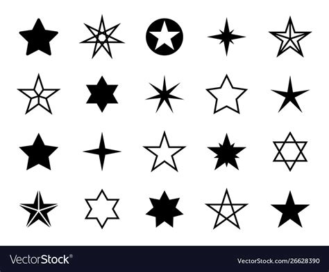 Star shapes set different stars shapes christmas Vector Image