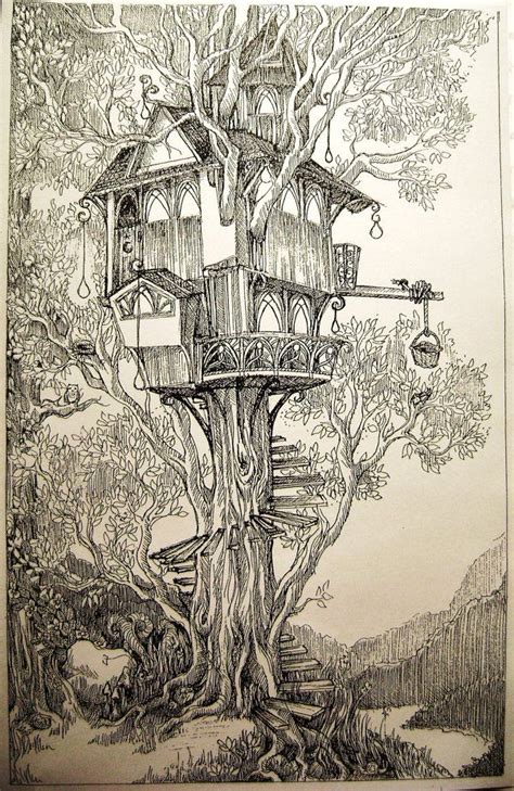 Pin by samuel dobbs on Art | Tree house drawing, Art, Art inspiration