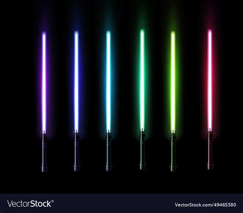 Colorful light swords set on dark background Vector Image