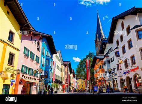 Medieval town of Kitzbuhel situated in the Austrian Alps, center of ...