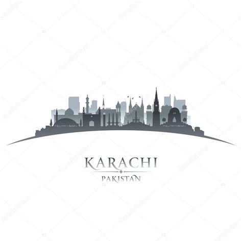 Karachi Pakistan city skyline silhouette white background — Stock ...