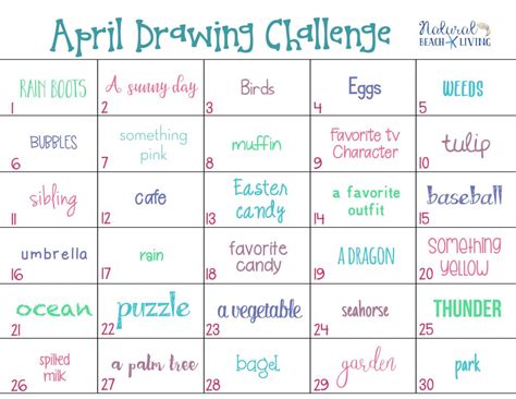 April Drawing Challenge for Kids and Adults - Natural Beach Living