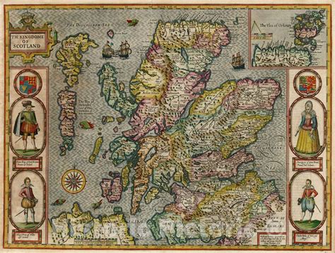 Historic Map : The Kingdome of Scotland, 1610, John Speed, Vintage Wall ...