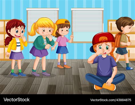 School bullying with student cartoon characters Vector Image