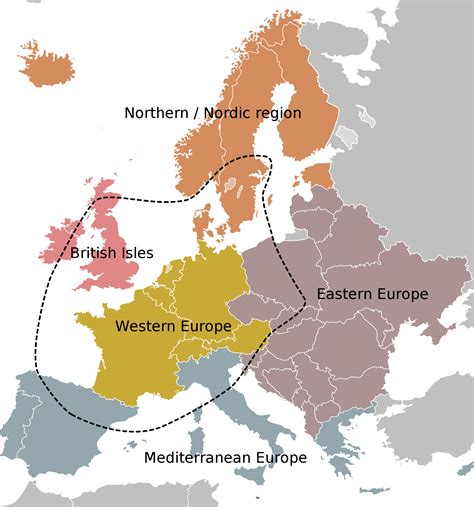 Las regiones de Europa - Tamaño completo