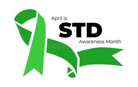 STD Awareness Month. Vector Illustraion with Green Ribbon on White Stock Vector - Illustration ...