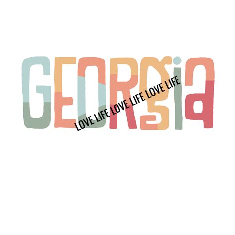 Colorful Georgia State Graphic Clip Art - Instant Download - PNG, PDF ...