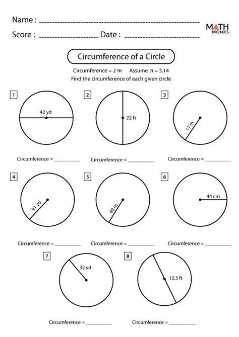 The Circumference Of A Circle Worksheet Answer Key At Diyworksheet ...