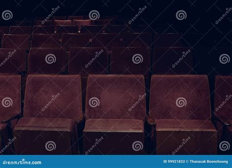 Empty Rows of Red Vintage Seats in Movie Theater Stock Image - Image of ...