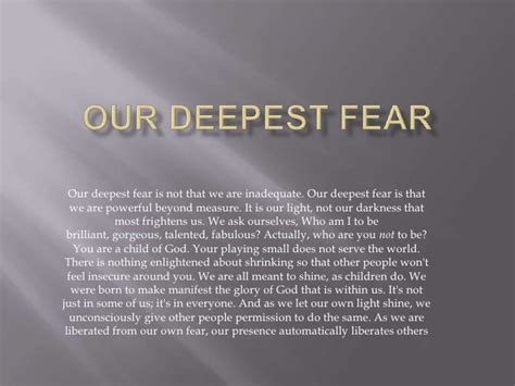 Our deepest fear poem