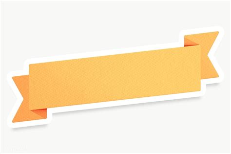 Marigold yellow ribbon banner sticker with white border design element ...