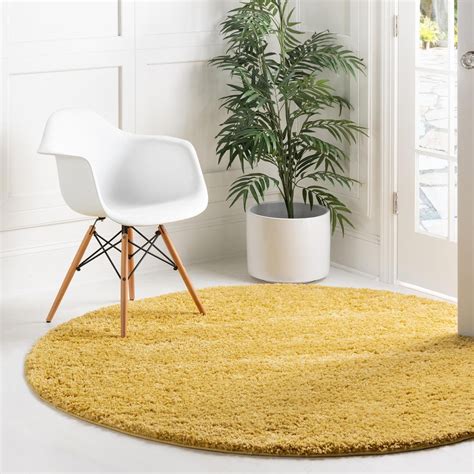 Yellow 4' x 4' Everyday Shag Round Rug | Rugs.com