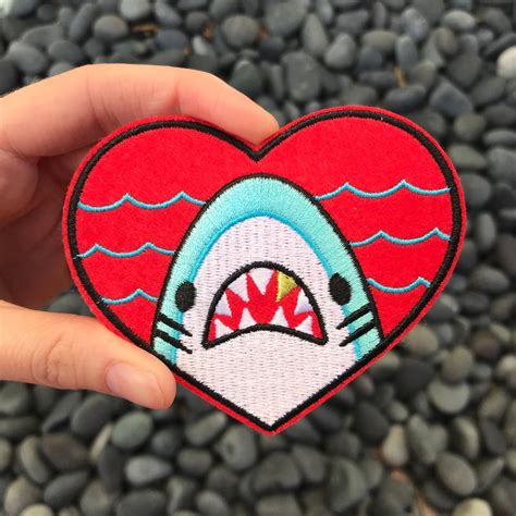 Shark Heart Love Bites Iron on Patch - Etsy