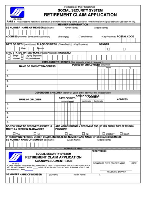 Social Security Retirement Benefits Application Printable Form ...