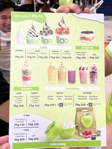 Menu: llaollao Frozen Yogurt in SM Lanang - Davao Food Trips