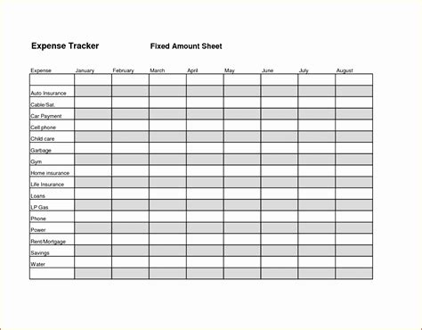 Printable Expense Tracker Template