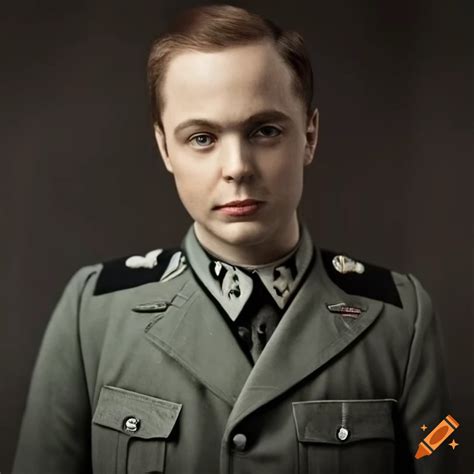 Portrait of sheldon cooper in german uniform on Craiyon