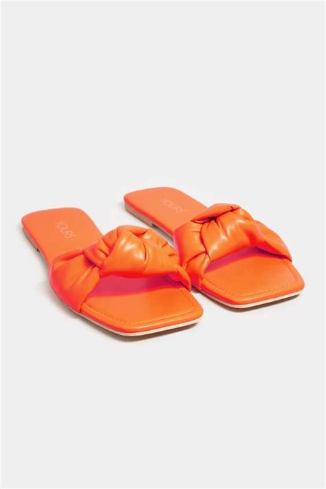 Plus Size Orange Knot Mule Sandals In Extra Wide EEE Fit | Yours Clothing