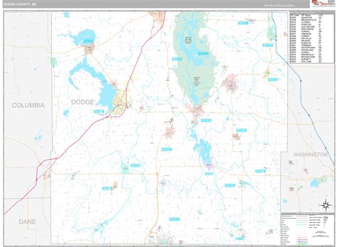 Dodge County, WI Wall Map Premium Style by MarketMAPS