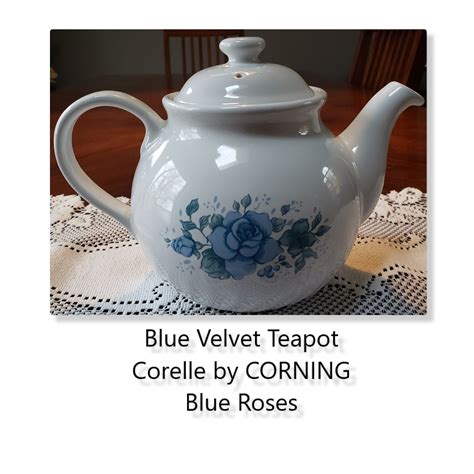 Blue Velvet Teapot Lid Corelle by CORNING Blue Roses Coffee & Tea Makers Kitchen & Dining jan ...