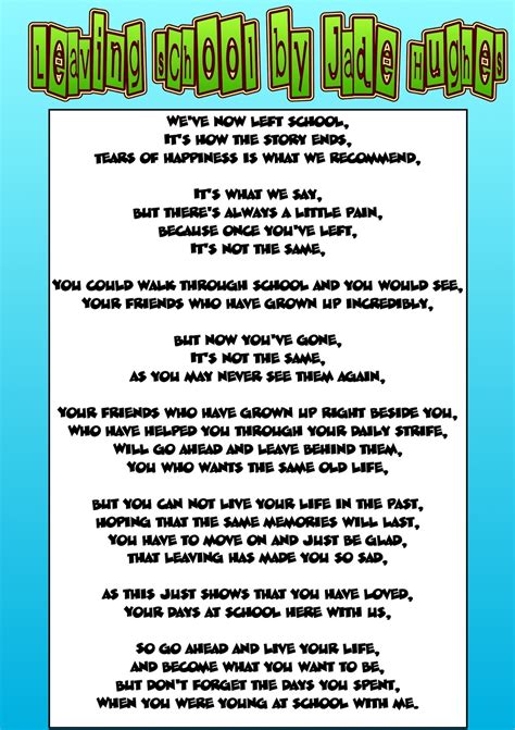 A Lovely Poem for Your Leavers Assembly