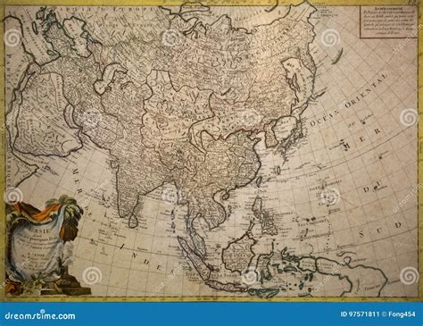 Old map of Asia editorial photo. Image of print, pattern - 97571811