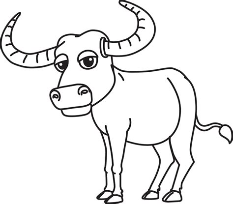 Animals Black and White Outline Clipart - buffalo-black-white-outline-clipart - Classroom Clipart