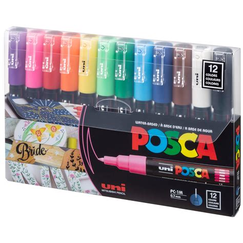 Buy 12 Posca Paint Markers, 1M Markers with Extra Fine Tips, Posca ...