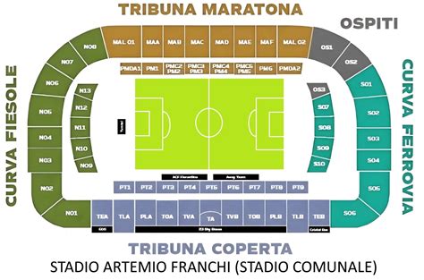 Stadio Artemio Franchi Seating Chart with Rows and Seat Numbers 2024