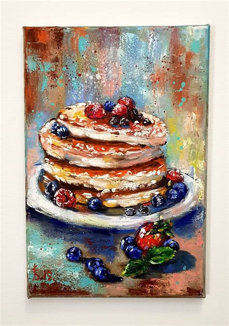 Pancakes berries original painting Food painting Delicious pancake art ...