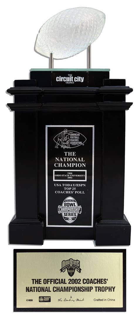 Lot Detail - 2002 Ohio State National Championship Coaches' Trophy -- Limited Edition