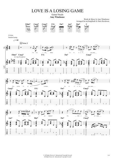 Love Is a Losing Game by Amy Winehouse - Guitar/Vocals Guitar Pro Tab | mySongBook.com