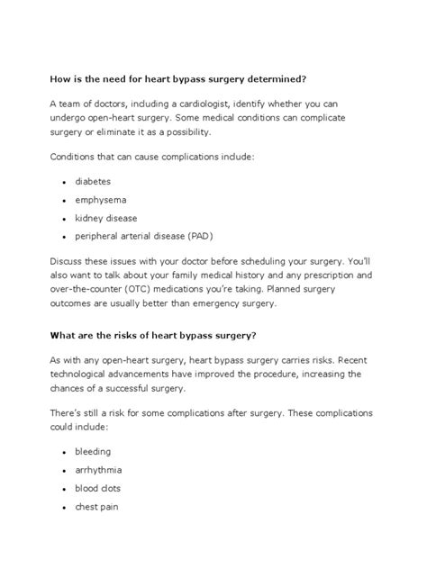 How Is The Need For Heart Bypass Surgery Determined | PDF