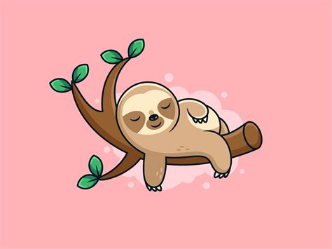 Premium Vector | Cute sleep sloth cartoon with cute pose. cartoon icon illustration. animal icon ...